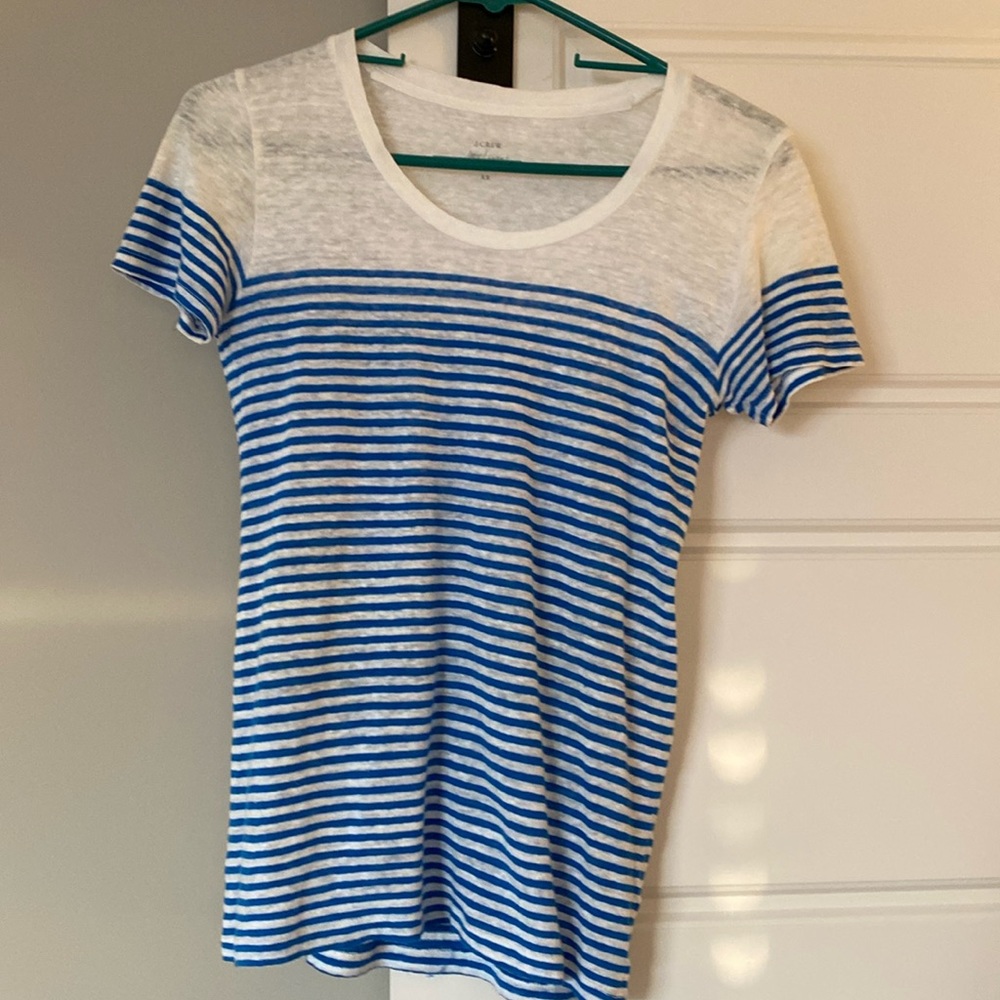 J Crew Linen Stripe Tee